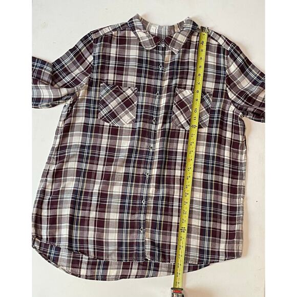 Caslon Classic Fit Plaid Shirt Women’s Size L – Cotton Tencel Blend Button Front - Picture 5 of 8